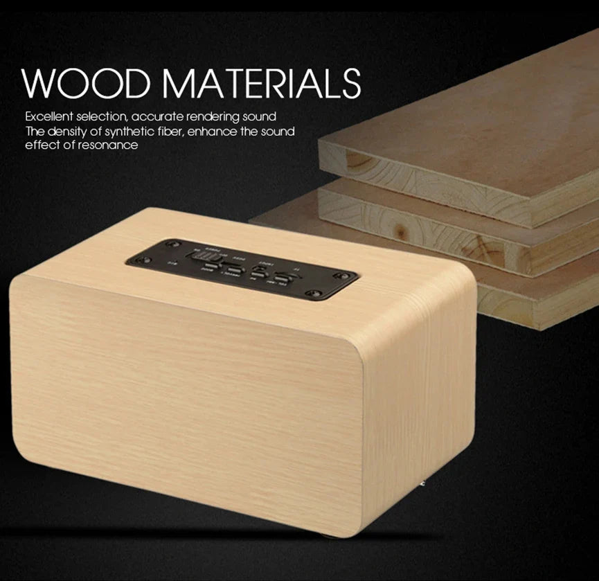 6W Wooden Bluetooth Speaker Portable Stereo HiFi Speakers TF Play Hand Free Call AUX Input Super Bass Loudspeaker Dual Subwoofer Lootquake LLC