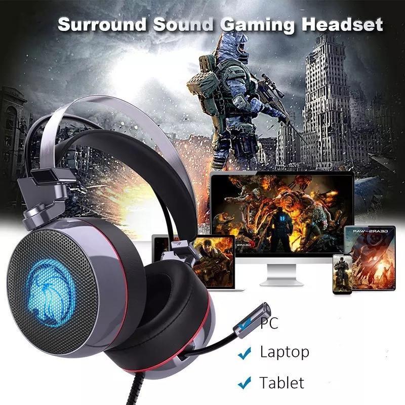 STEVVEX N43 Stereo Gaming Headset 7.1 Virtual Surround Bass Gaming Earphone Headphone with Mic LED Light for Computer PC Gamer (N43) - SJB-DIAMOND ELITES