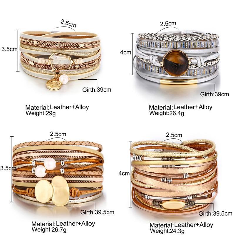 Legendary Amazing New Modern Fashion Pearl Elegant Multi-Layer Leather Handmade Bracelet Bangle Luxury For Woman - SJB-DIAMOND ELITES