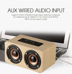 6W Wooden Bluetooth Speaker Portable Stereo HiFi Speakers TF Play Hand Free Call AUX Input Super Bass Loudspeaker Dual Subwoofer Lootquake LLC