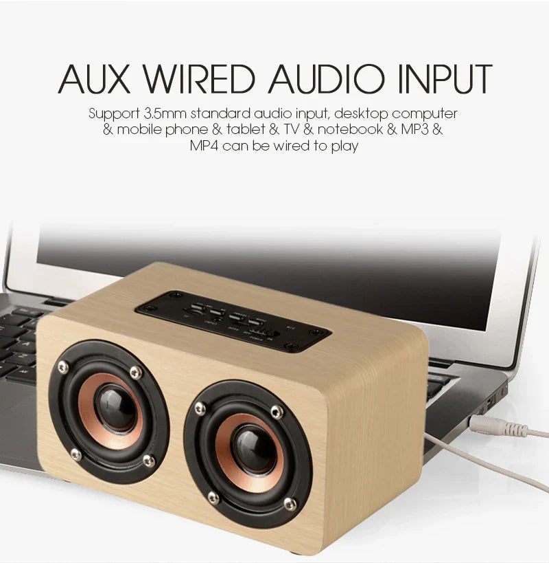 6W Wooden Bluetooth Speaker Portable Stereo HiFi Speakers TF Play Hand Free Call AUX Input Super Bass Loudspeaker Dual Subwoofer Lootquake LLC