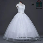 Plus size Vestidos De Novia Real Photo Red pure White Lace O-neck Sequins Wedding Dresses Cheap Princess Bride Gowns Frock HS587