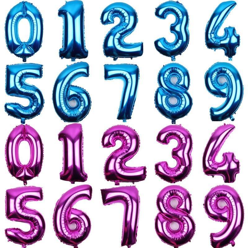 Big 32 Inch Number Foil Balloons Gold Silver Blue Digital Globos For Wedding Birthday Party Decoration In NEW Luxury Style - SJB-DIAMOND ELITES