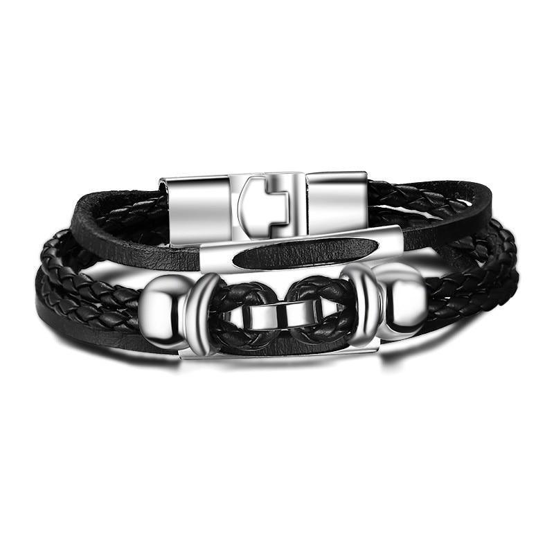 Lucky Vintage Men's Leather Bracelet Playing Cards  Charm Multilayer Braided Men and Women Gift - SJB-DIAMOND ELITES