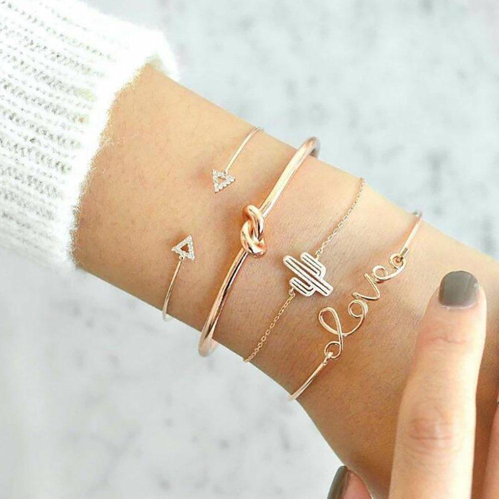 Fashion Bohemia Leaf Round Knot Cuff Bangle Gold Chain Charm Bracelet  for Women Simple Geometric Bracelets Luxury Jewelry - SJB-DIAMOND ELITES