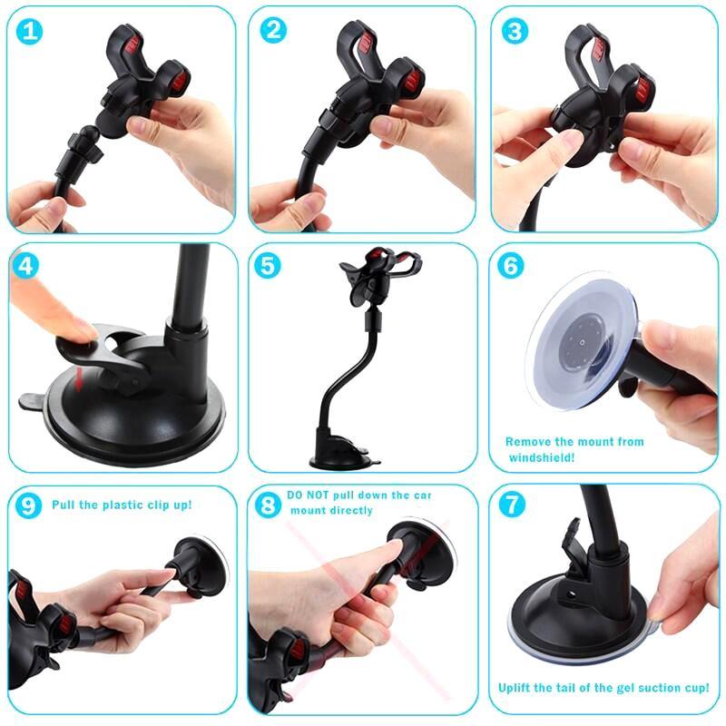 Adjustable Car Strong Phone Holder Flexible 360 Degree Rotation Windshield Mobile Stable Phone Holder Support GPS Car Accessories Stevvex