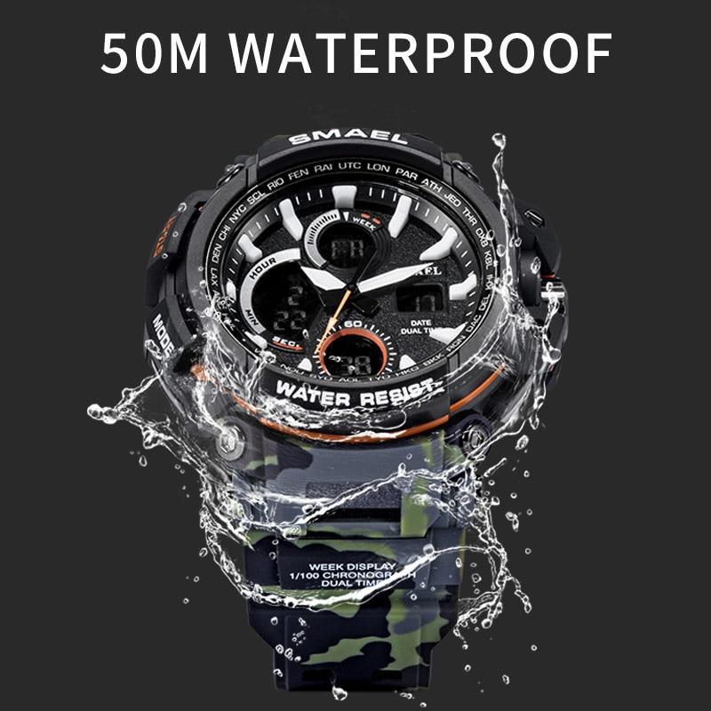 Army Green Modern Sport  Waterproof 50M Men Watches With LED Digital Display In Military Armi Relogio Masculino Style - SJB-DIAMOND ELITES