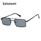 Luxury Famous Retro Modern Square Unisex Men and  Women‘s Sunglasses  With Alloy Metal Small Frame With Clear Double Bridge Men's Sunglasses - SJB-DIAMOND ELITES