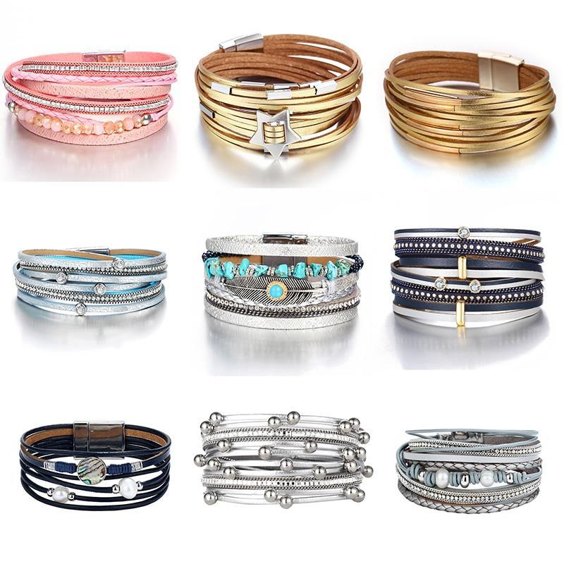 Legendary Amazing New Modern Fashion Pearl Elegant Multi-Layer Leather Handmade Bracelet Bangle Luxury For Woman - SJB-DIAMOND ELITES