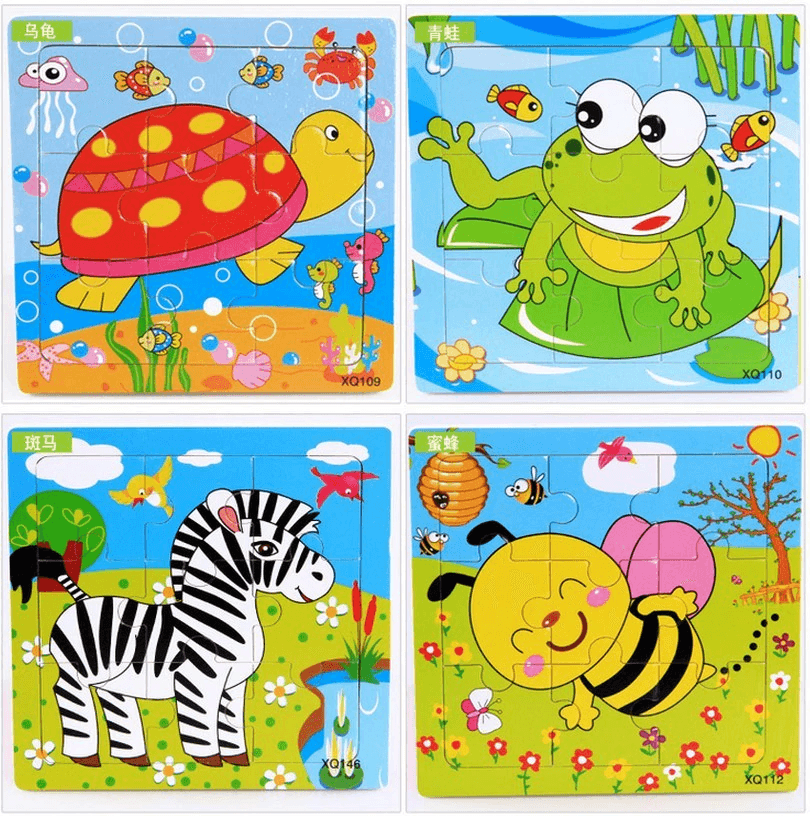 1 Pcs Animal Wooden Puzzles For Children In Wooden 3D Mosaic Puzzles Kids Educational Toys Design  For Baby Birthday Gifts - SJB-DIAMOND ELITES