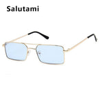 Luxury Famous Retro Modern Square Unisex Men and  Women‘s Sunglasses  With Alloy Metal Small Frame With Clear Double Bridge Men's Sunglasses - SJB-DIAMOND ELITES