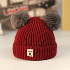 Modern Trend New Baby Beanies Hats Children Knitted Pompom Winter Autumn Cute Cap  Warm Girl Hat With Two Balls