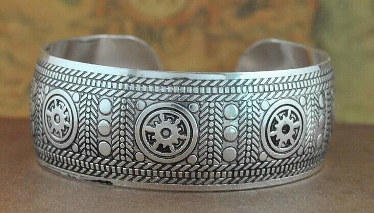 Big Elegant Luxury Amazing Classic Fashion Flower Metal Tibetan Indian Silver Vintage Retro Fashion Cuff Bracelet Bangle For Woman With Details of Animals - SJB-DIAMOND ELITES