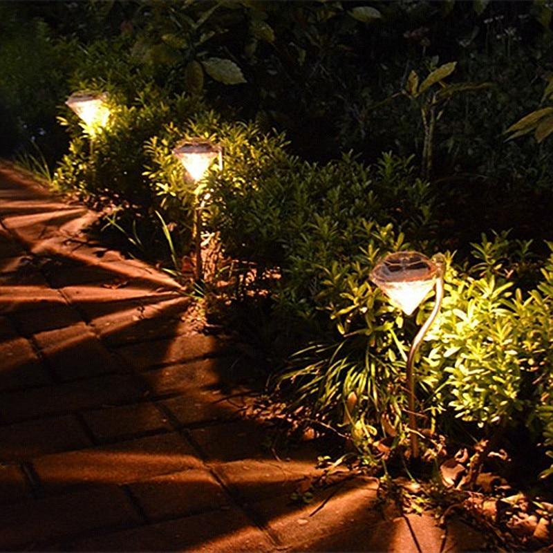 4 Solar Garden Diamond LED Lamps In White Warm White And Multicolor Stainless Steel Lamps For Garden Pathway Yard - SJB-DIAMOND ELITES