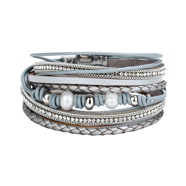Legendary Amazing New Modern Fashion Pearl Elegant Multi-Layer Leather Handmade Bracelet Bangle Luxury For Woman - SJB-DIAMOND ELITES