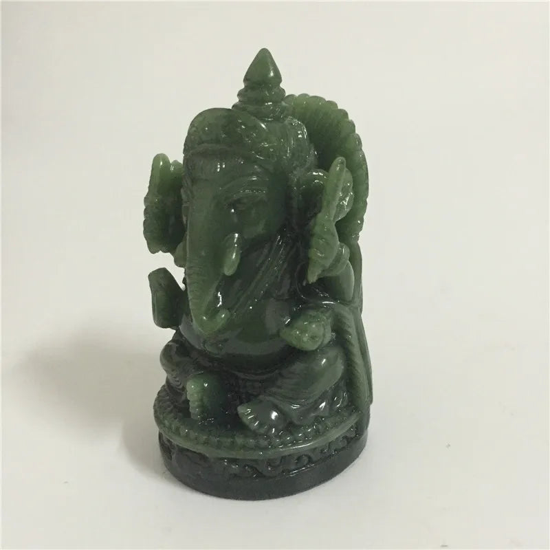 Ganesha Buddha Statue Elephant God Sculpture Ganesh Figurine Man-made Jade Stone Garden Home Decoration Accessories Statues Lootquake LLC