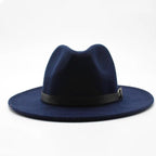 Vintage Winter Autumn Woolen Women Men Belt Buckle Fedora Hat Classic Wide Brim Floppy Hat Retro Warm Top Hat Vintage Cap Women Fedoras Durable Hat