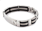 Men Stainless Steel Link Chain Bracelets & Bangles Men's Cuff  Wristband Biker Motorcycle Black Silicone Bracelet - SJB-DIAMOND ELITES