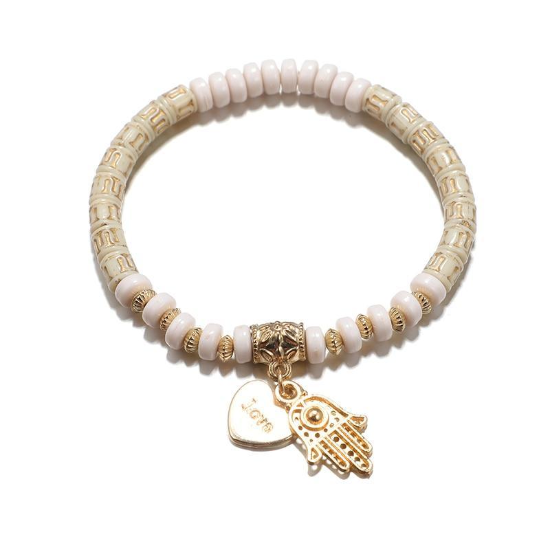 Ethnic Hand Heart Eye Adjustable Pendant Layered Bracelets Set for Women Beads String Bracelet Bangle Anklets Luxury Jewelry For Women - SJB-DIAMOND ELITES