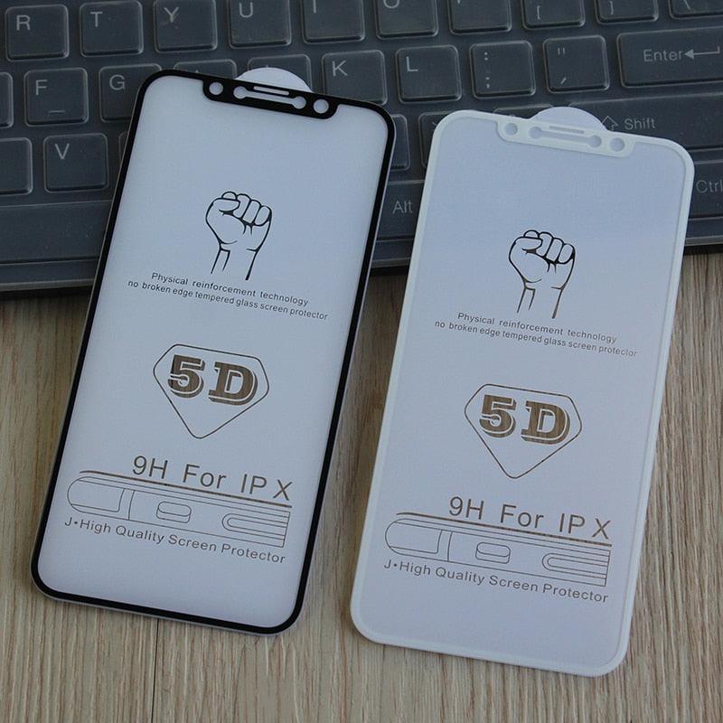5D Screen Protector for iPhone6 6S 7 8 Plus X Edge Full Cover Film for iPhone 14 13 12 mini 11 Pro Max XR XS Tempered Glass Film Curved Edge Full Glue Screen Protector For iPhone Stevvex