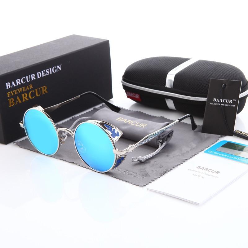 New Steampunk Sunglasses Round Glasses Brand Designer Gothic Glasses Polarized Eyewear For Women and Men With UV400 Protection - SJB-DIAMOND ELITES