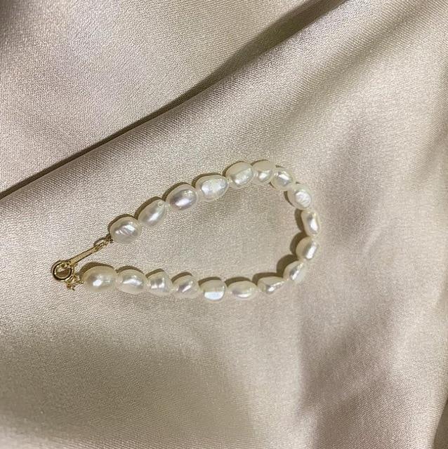 New Handmade Imitation Pearls Gold Metal Link Chain Bracelets for Women Girl Summer Party Luxury Jewelry Gift - SJB-DIAMOND ELITES