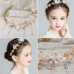 Handamde  Lucury Hair Accessories For Girls Kids Flower Crown Adjustable Flower Headband Pearls Head Wreath For Girls