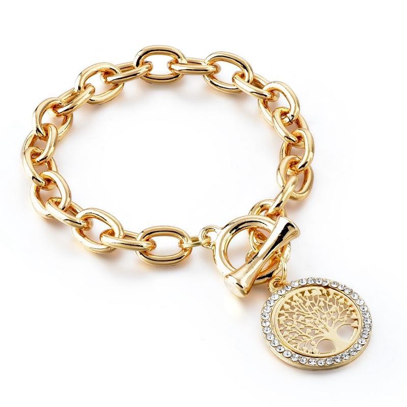 Modern New Fashion Elegant Chain Medalon Bracelet Amazing Luxury Classic Bracelet Women's Gold Bracelets Vintage Tree Of Life - SJB-DIAMOND ELITES