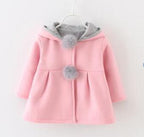 Luxury High Quality Baby Girls Coat Winter Spring Baby Girls Princess Coat Jacket Rabbit Ear Hoodie Casual Outerwear for Baby girl
