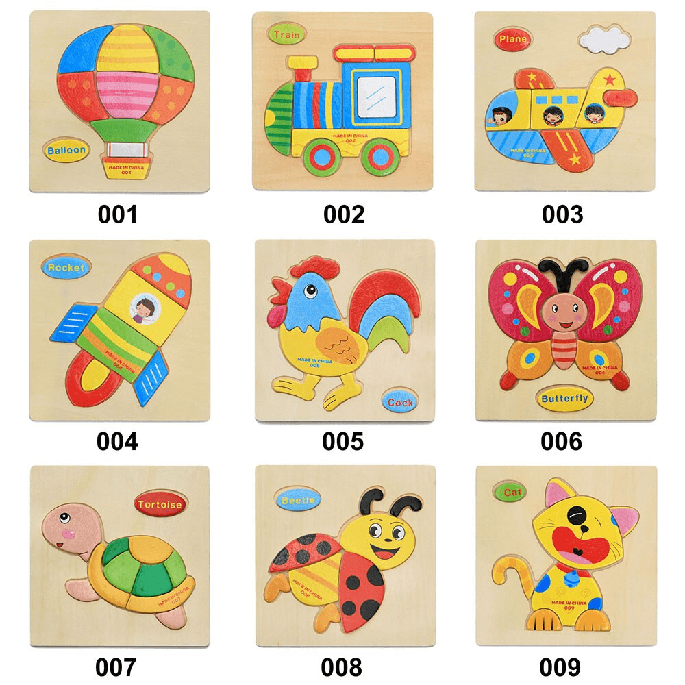 Wooden 3D Stevvex Modern Interesting Baby Learning Puzzles for Children Cartoon Animal Fruit Puzzles Intelligence Kids Children Educational Toy - SJB-DIAMOND ELITES