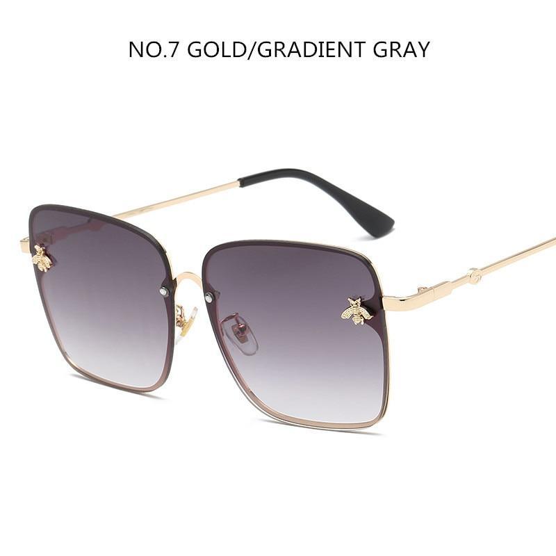 Luxury Square  Modern  WIth  Metal Luxury Bee Sunglasses For  Women and Ladies With  Retro Brand designer Metal Frame Oversized Style And Grandient Glasses - SJB-DIAMOND ELITES