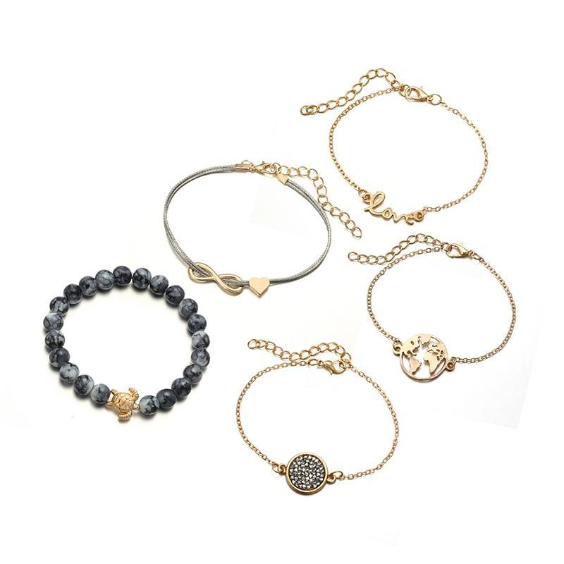 Charm Bowknot Heart LOVE Rope Map Crystal Marble Cuff Bracelets For Women Boho Party Luxury Jewelry Perfect Gift - SJB-DIAMOND ELITES