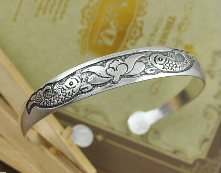 Big Elegant Luxury Amazing Classic Fashion Flower Metal Tibetan Indian Silver Vintage Retro Fashion Cuff Bracelet Bangle For Woman With Details of Animals - SJB-DIAMOND ELITES