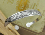 Big Elegant Luxury Amazing Classic Fashion Flower Metal Tibetan Indian Silver Vintage Retro Fashion Cuff Bracelet Bangle For Woman With Details of Animals - SJB-DIAMOND ELITES