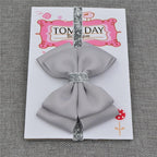 Luxury New Baby Hair Bow Flower Headband Silver Ribbon Hair Band Handmade Hair Accessories Bow for Children