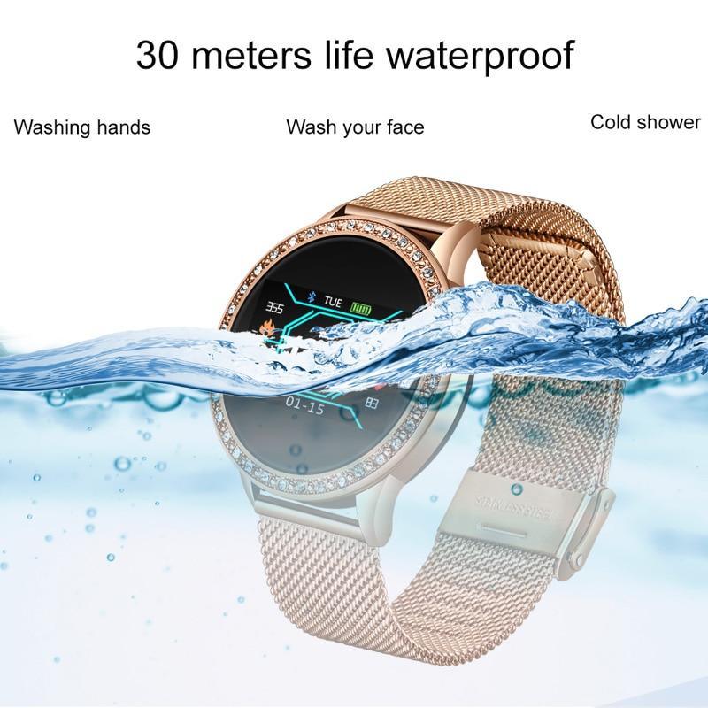 Luxury Ladies Smart Watch For Women With  Blood Pressure Heart Rate Monitor Fitness tracker And Sport Smart Band Alarm Clock Reminder Smartwatch - SJB-DIAMOND ELITES