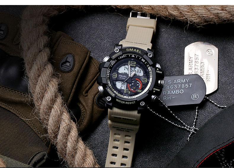 NEW Sport Analog-Digital Watch For Men and Woman  Waterresistant 50M Professional Waterproof Quartz Large Dial Military Wristwatches  With Night Mode - SJB-DIAMOND ELITES