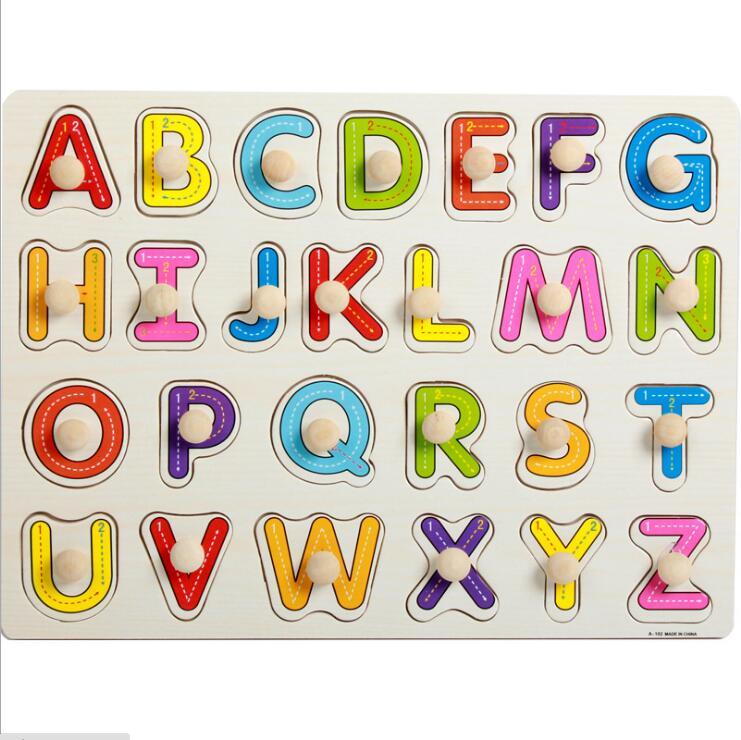 Kid Early Educational Table With Shapes of Vegetables and Animals Baby Hand Grasp Wooden Puzzle Toy Alphabet And Digit Learning Education Child Wood Toy - SJB-DIAMOND ELITES