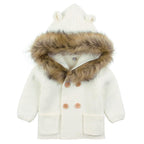 Modern Winter Warm Knit Cardigan Long Sleeve Hooded Sweaters for Newborn Infant Jacket And Coat Combination Clotes