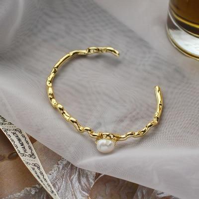 New Handmade Imitation Pearls Gold Metal Link Chain Bracelets for Women Girl Summer Party Luxury Jewelry Gift - SJB-DIAMOND ELITES