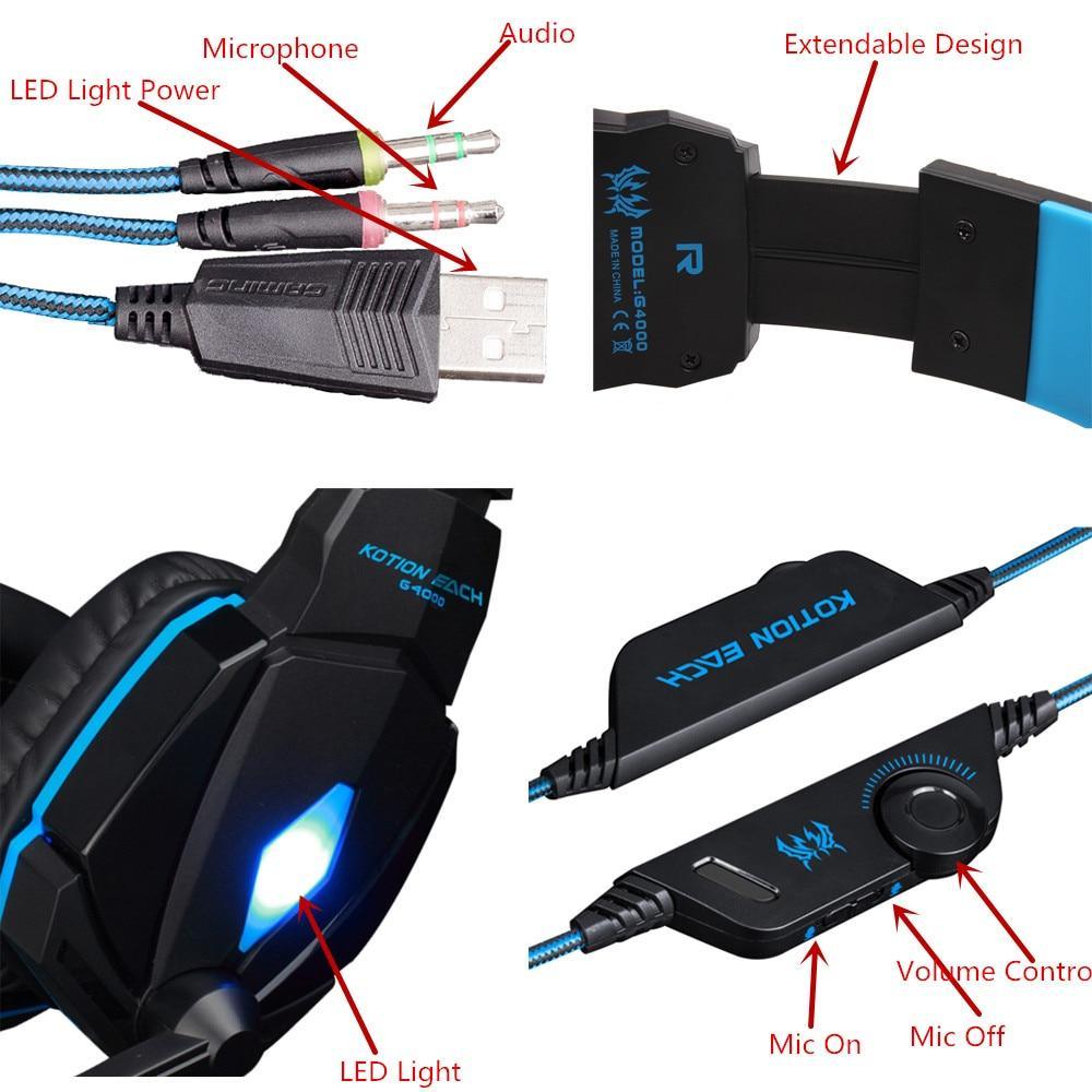 NEW STEVVEX Modern G2000 G9000 Gaming Headsets Big Headphones with Light Mic Stereo Earphones Deep Bass for PC Computer, Laptop and Gaming - SJB-DIAMOND ELITES