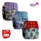 Modern Luxury Printed Washable Real Cloth Pocket Nappy,3 nappies/diapers Set For Girls and Boys Baby In Elegant Style