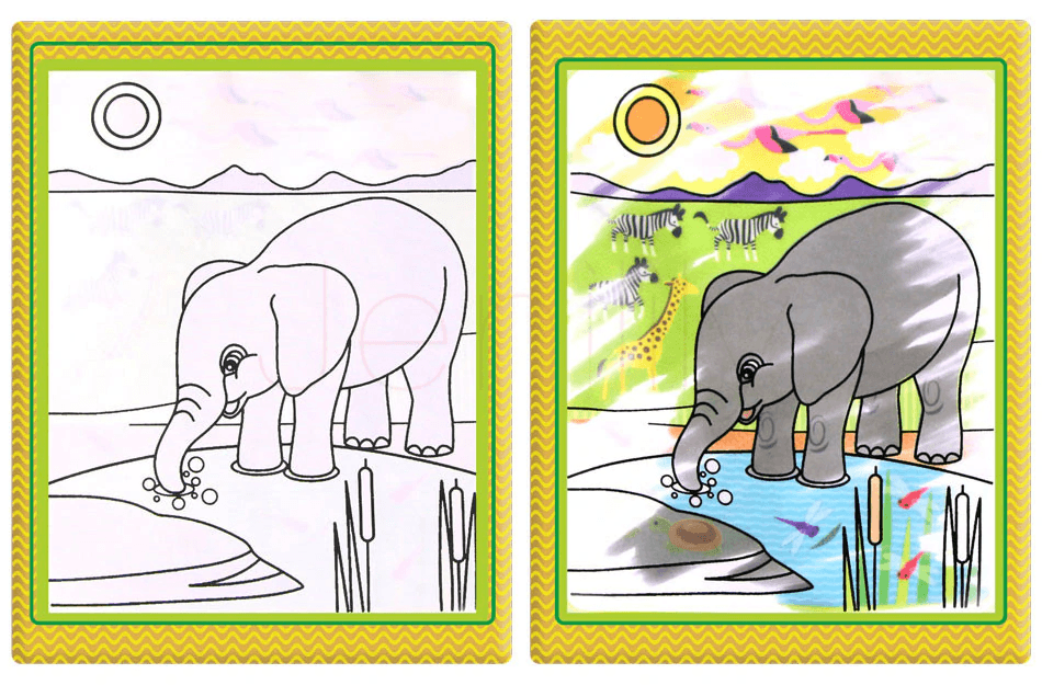 Modern Coloring Magic Water Drawing Book With Pen For Kids and Baby Educational Toy Animals Painting Writing Doodle Cloth Book Kids Drawing Board - SJB-DIAMOND ELITES