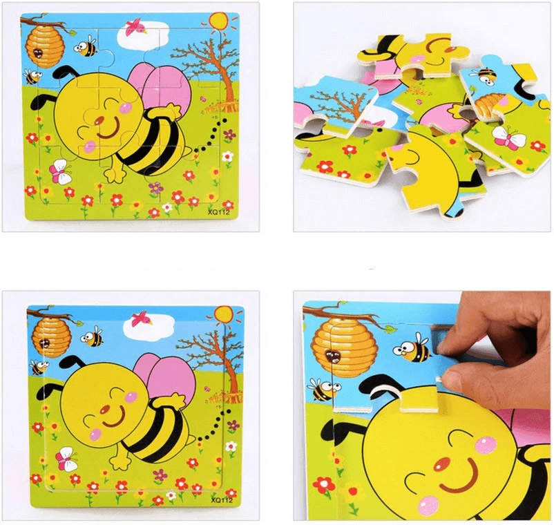 1 Pcs Animal Wooden Puzzles For Children In Wooden 3D Mosaic Puzzles Kids Educational Toys Design  For Baby Birthday Gifts - SJB-DIAMOND ELITES