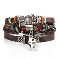 BOHO Tibet Stone Feather Multilayer Leather Bracelet Eye Fish Charms Beads Bracelets For Men Vintage Punk Wrap Wristband Cool Jewelry - SJB-DIAMOND ELITES