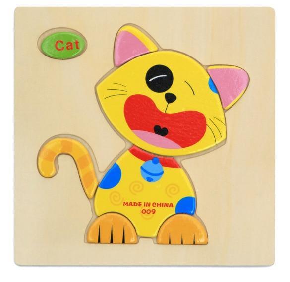 3D Wooden Children Interesting Puzzle Toys With Animals and Cars Exellent Puzzles Intelligence Kids Early Educational Toys For Children - SJB-DIAMOND ELITES