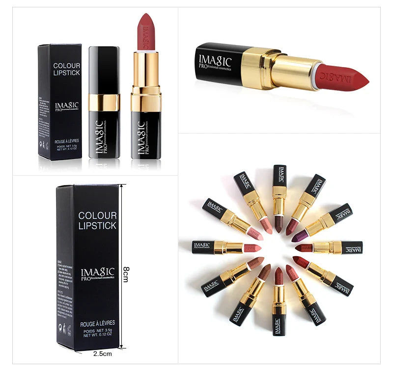 IMAGIC Lipstick Moisturizer Lips Smooth Lip Stick Long Lasting Charming Lip Lipstick Cosmetic Beauty Makeup 12 Colors Lootquake LLC