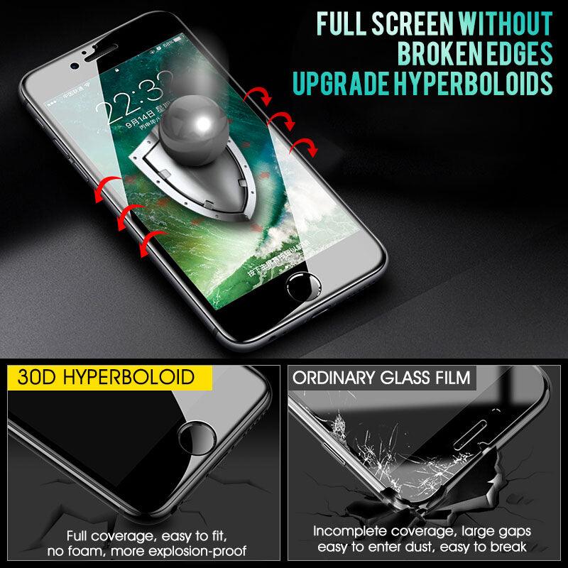30D Curved Edge Full Cover Protective Glass On The For iPhone 7 8 6 6S Plus Tempered Screen Protector For X XR XS Max Glass Film Tempered Glass Anti Scratch Phone Screen Protector iPhone Glass Stevvex