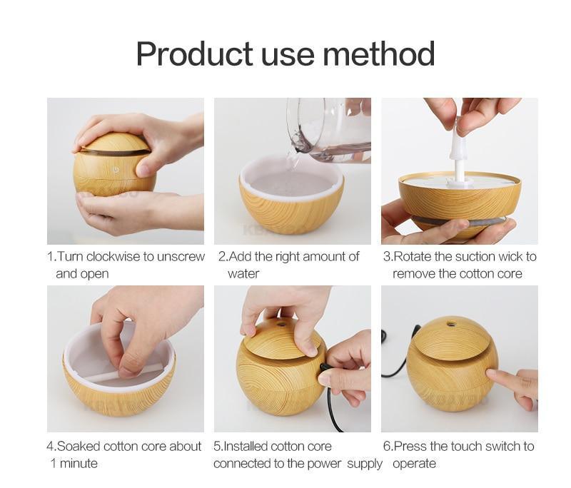 Mini USB Aroma Essential Oil Diffuser Ultrasonic Air Humidifier Mist Maker Aroma  7 Color LED Light Home Office Stevvex