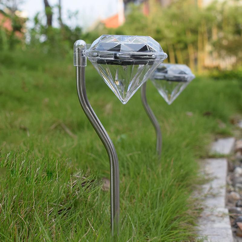 4 Solar Garden Diamond LED Lamps In White Warm White And Multicolor Stainless Steel Lamps For Garden Pathway Yard - SJB-DIAMOND ELITES